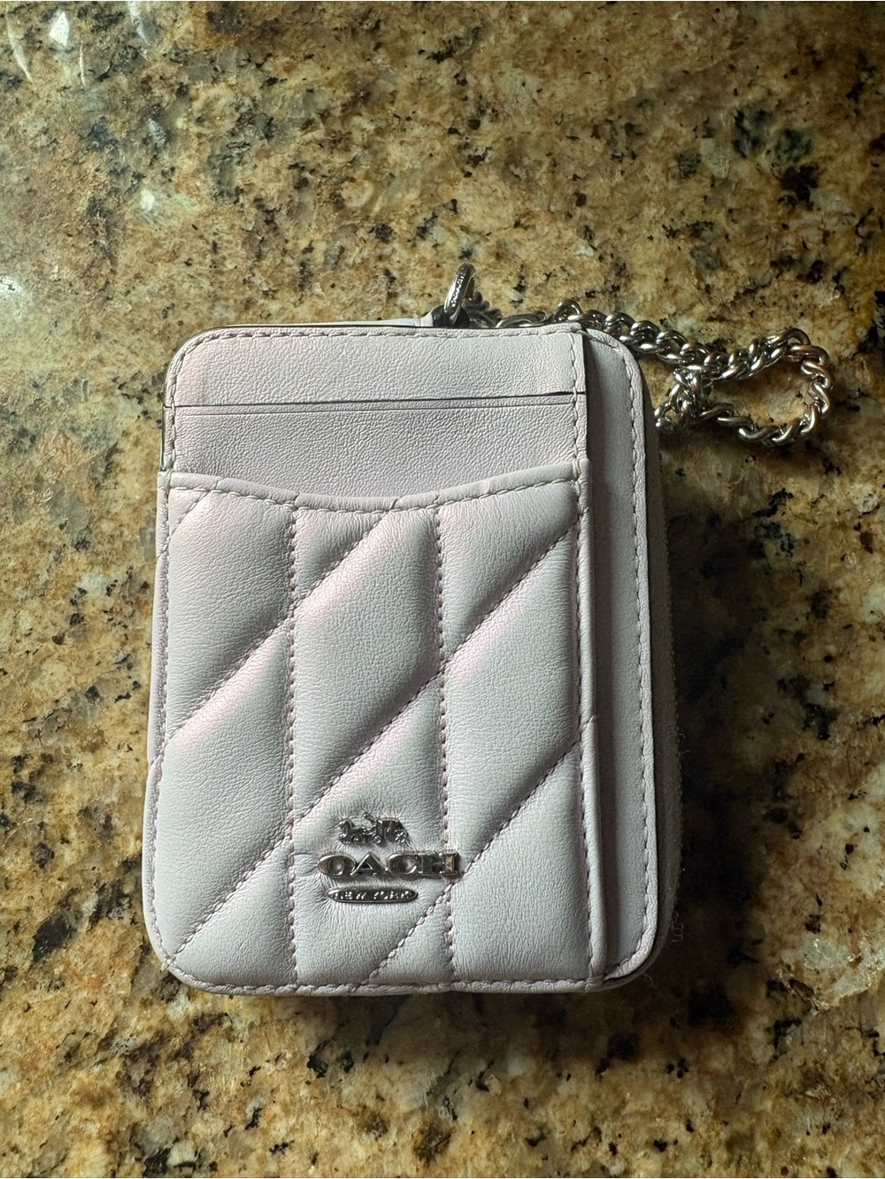 Coach Quilted Leather Card Case Wallet - Lavender color